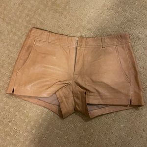 Neutral leather shorts by Vince